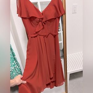 Chiffon bridesmaid dress.